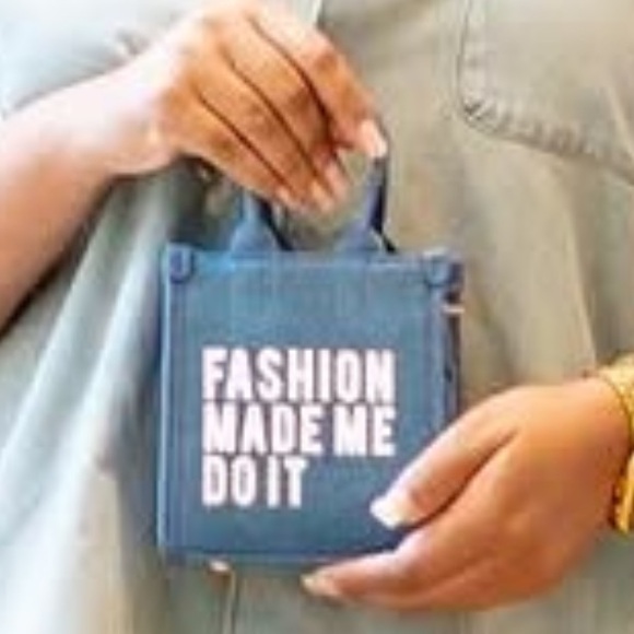 house of rehab Handbags - House of Rehab Fashion made me do it Micro shopper Blue Denim Tote Bag